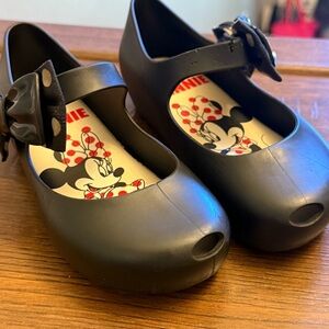 Mini Melissa Minnie Mouse Black Kids Shoes Baby Ballerinas Size 11